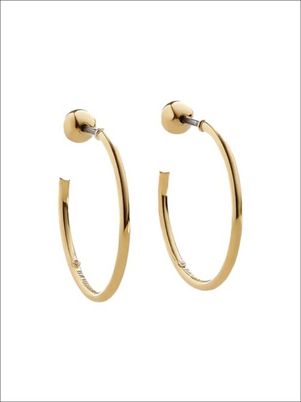 Gold Plated Brass Hoop Earrings Lightweight Hypoallergenic 1.8 Inch